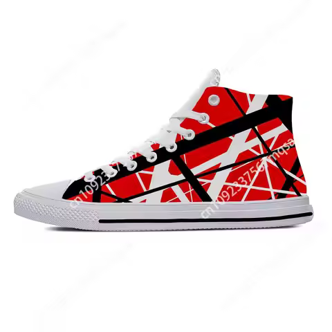 Hot EVH 5150 Stripes Guitar Metal Rock Music Band Breathable Lightweight High Top Casual Cloth Shoes