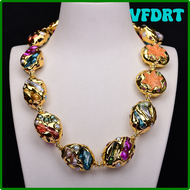VFDRT G-G 21 "สร้อยคอไข่มุกธรรมชาติ Keshi สีสันสดใสดอกไม้ประดับทัวร์มาลีนสร้อยคอลูกปัดบาร็อกทัวร์มาล