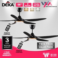 (TWIN PACK) DEKA DC2-313L Fan 5 Blades 56" Ceiling Fan with LED LIGHT 3 Colour &amp; Remote Control Kipas Siling