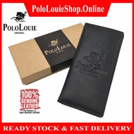 Premium Original Polo Louie Men Luxury Genuine Leather Bifold Wallet Long Purse Card Wallet Zipper Dompet