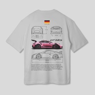 Immani Heavyweight Oversize T-Shirt Unisex T-Shirt - Porsche 911 GT3 Pink Blueprint