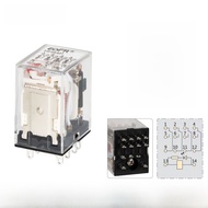 รีเลย์แม่เหล็กไฟฟ้าขนาดเล็ก 220V AC 380V DC พร้อมฐาน HH52P53P54P62P อุปกรณ์ควบคุมไฟฟ้า เครื่องมือฮาร