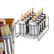 Stainless Steel Ice Cream Mold With Popsicle Holder Rack Metal Popsicle Molds Homemade Frozen Lolly Popsicle Maker