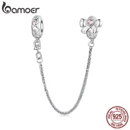 Bamoer 925 Sterling Sliver Charms Beads Safety Chain Bow Design Diy For Bracelet Gifts For Women Bsc