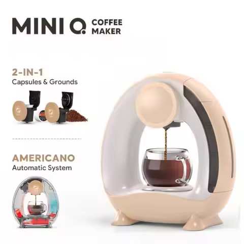 MINI Q 2-in-1 Coffee Machine Personal One-Cup Maker with K-Cup & Ground Coffee Adapter 4-8oz Brew Si