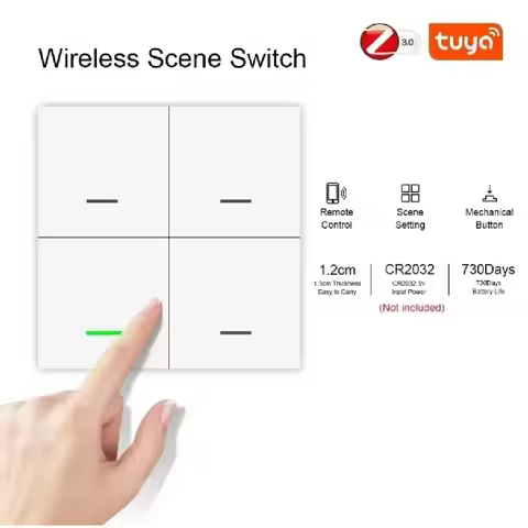 For Tuya Zigbee Smart Scene Switch 4 Gang 12 Scene Switch Push Button Controller Home Automation Sce