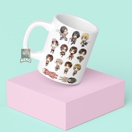 Cute Chibi character Attack On Titan White Mug Keko | Gift Mug | Gift Mug | Souvenir Mug | Custom Mu