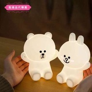 [預購] 韓國 熊大 兔兔 矽膠材質 USB充電觸碰式調節亮度小夜燈桌燈