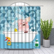 ตลกอาบน้ำหมูเป็ดม่านอาบน้ำการ์ตูนสัตว์ Alpaca ไดโนเสาร์เด็กตกแต่งห้องน้ำผ้าม่านอาบน้ำพร้อมตะขอ