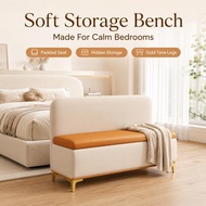 Backrest Storage Bench Foam Padded Sofa Stool Heavy Duty Multi Functional Entryway Organizer for HDB