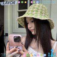 LAY Straw Hat, UV Protection Breathable Bucket Hat,  Folding Fisherman Hat Women