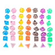 SPMH 7Pcs Clear Polyhedral Game Dice For Dragon Pathfinder D20 D12 2xD10 D8 D6 D4