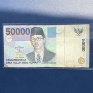 50.000 Rupiah Emisi 1999 watermark HOS Tjokroaminoto + benang pengaman