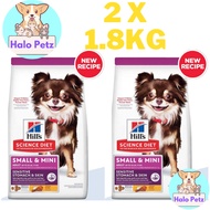 [Bundle 2pack x1.8kg] Hill's Science Diet Adult Sensitive Stomach &amp; Skin Small &amp; Mini Chicken Recipe Dry Dog Food