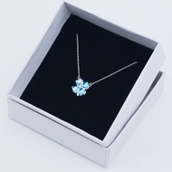 Women's silver necklace with four-leaf clover and lucky color-changing Moonstone C68