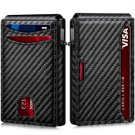 Carbon Fiber Pattern Men Wallet Wallet Two-Fold Flip Card Case Anti-Theft Brush Wallet Magnetic Side