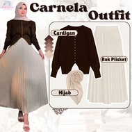 3in1 One Set for Teenagers (Cardigan, Pleated Skirt, Bella Square, Bag) Outfit for Girls Hits AS4I