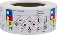 Large Write-On GHS and HMIG Combo Label with GHS Hazard Symbols, 500 Total Labels per Roll