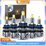 Illumitec ไฟหน้ารถ G5 80W ไฟ LED ไฟหน้ารถหลอดไฟสว่างจ้า29800LM 6500K หลอดไฟสีขาว H1 H9 H8 H7 H11 900