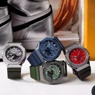 Original 100% Cas10 Men's Japanese Watch GM2100 GA-2100 Silver Black Resin Strap Casual Sports Watch