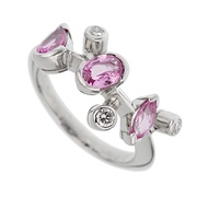 Cartier Platinum, Pink Sapphire and Diamond Meli Melo Ring