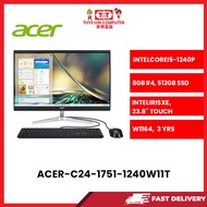 ACER-C24-1751-1240W11T-INTELCOREI5-1240P.8GBR4,512GBSSD,INTELIRISXE,23.8"TOUCH,W1164H,3YRS