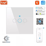 Bh 6 Tháng-Công Tắc Thông Minh Wifi Tuya Smartlife Hình Vuông 1234 Nút Cảm Ứng Có Rf433 Dùng App Tiế