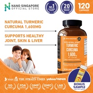 Turmeric Curcuma 1600mg Enhanced - Turmeric Supplement + Curcumin - for Detox, Immunity & Vitamin (1