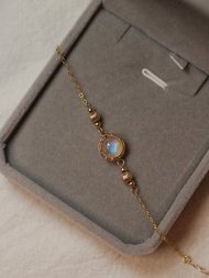 【傾城】美國14K注金手工繞線月光石金珠手鍊