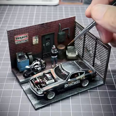 1:64 Mini Micro Building Back Door Back Alley Street Corner Car Model Miniature Scene Kit 3D Print D