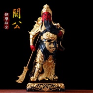 ST-🚤Guan gong potrait Pure Copper Ornaments Gold-Sticking Guan Gong Statue Guan Emperor Guan Yu Lord Guan the Second Hom