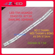 DARLING TIVI LED BAR 32HD955 32HD960S ASANZO 32AS110 32AT120 NEW 100% BRAND, SET OF 2 6V 6-BALL BARS