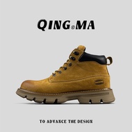 QING_MA | รองเท้าบูทหนังสไตล์อังกฤษกันลื่นพื้นหนา