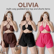 Olivia Multi-way Padded Bra Top and Shorts Terno I Bark Crepe Fabric I XS to MEDIUM