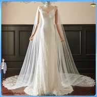3*3M Cathedral Wedding Cape Veil Sequined Lace Shawl Bridal Shoulder Veils Tulle Long Cape Cloak Wed