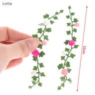 Lollip 2Pcs 1:12 Dollhouse Miniature Rose Flower  Climbing Rose Wattle Home Decor SG