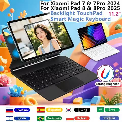 Shockproof Smart Bluetooth Keyboard Folio Case For Xiaomi Pad 7 7 Pro 11.2" 2024 Xiaomi Pad 8