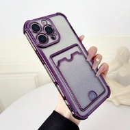 เคสโทรศัพท์พร้อมช่องใส่บัตรผสมกล่องจอแบบกระจกฟิล์มกันรอย แบบลวดลายฉลุสี่มุมผิวเงางาม 1ชิ้น สำหรับ 16