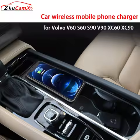 for Volvo V60 S60 S90 V90 XC60 XC90 Front Cup Holders Wireless Mobile Phone Charger QI 18W iPhone Ma