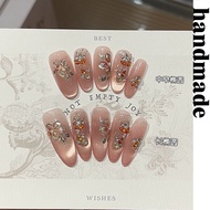Press on nails handmade [Chinese Koi] Gentle Flashing Milk Taro Color Chasing Light Cat's Eye Fake n