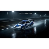 AR Box 1:64 7 M3 E46 GTR Silver with Blue Strips Need For Speed Diecast Model Car