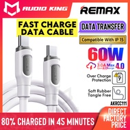 REMAX Super Fast Charging Cable 60W Type C To USB Type C Data VOOC Cabel PD Kabel Wayar Cas Laptop F