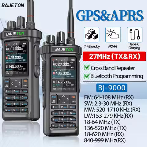 BAJETON BJ-9000 GPS APRS Walkie Talkie AM/FM/CB Receiver with 10W Bluetooth Phone Programming Ham CB
