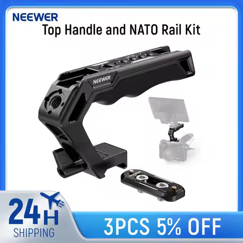 NEEWER Top Handle and NATO Rail Kit, Comfort Silicone Grip with Quick Release NATO Clamp Handgrip Fo