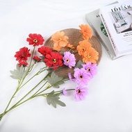 Ready Stock Artificial Zinnia Flower 6 Heads Realistic Silk Fake Flower For Home Wedding Party Event