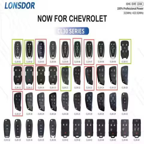 1/2/5PCS Lonsdor for CHEVROLET CL30 Series Keys Universal Smart Key Work with Lonsdor K518 PRO FCV/ 