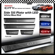 Honda City GN2 Sedan Hatchback 2020 - 2023 LED Side Sill Plate Stainless Steel Door Step Scuff Accessories 2021 2022