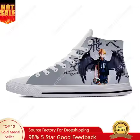 Japanese Anime Manga Cartoon Haikyuu Hinata Shoyo Casual Cloth Shoes High Top Lightweight Breathable