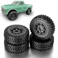 4PCS Beadlock Tires & Wheels Rims Tire for 1/24 Axial SCX24 90081 RC Crawler Car
