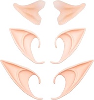 Whaline 3 Pairs Latex Elf Ear Pixie Dress Up Costume Soft Pointed Goblin Ears Cosplay Halloween Part